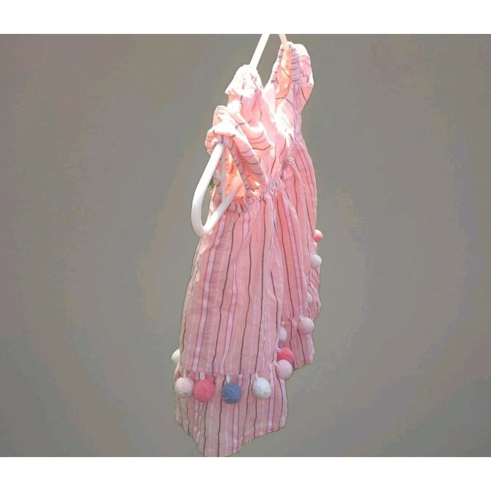 Toddler Girl's Tommy Bahama Summer Striped W/ Pom Poms‎ Dress Size 3T